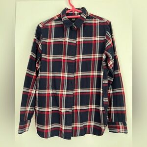 Uniqlo Men's Casual Plaid Shirt - Navy and Red